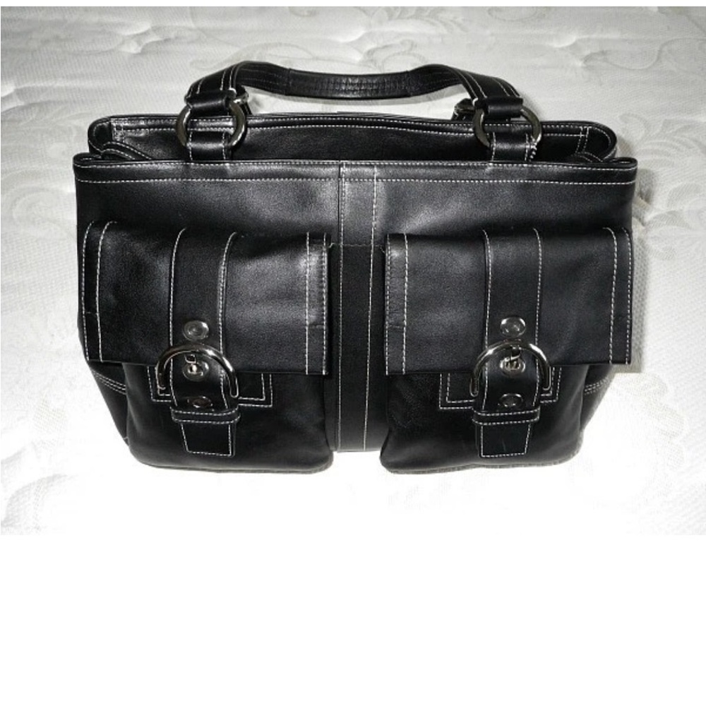 Coach Soho Y2k Black Leather Shoulder Bag EUC large size like new with duster bg